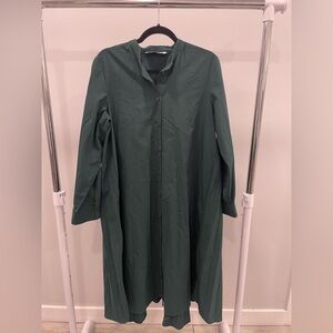 Women’s Zara Green Shirt Dress size L Button Down Pleated